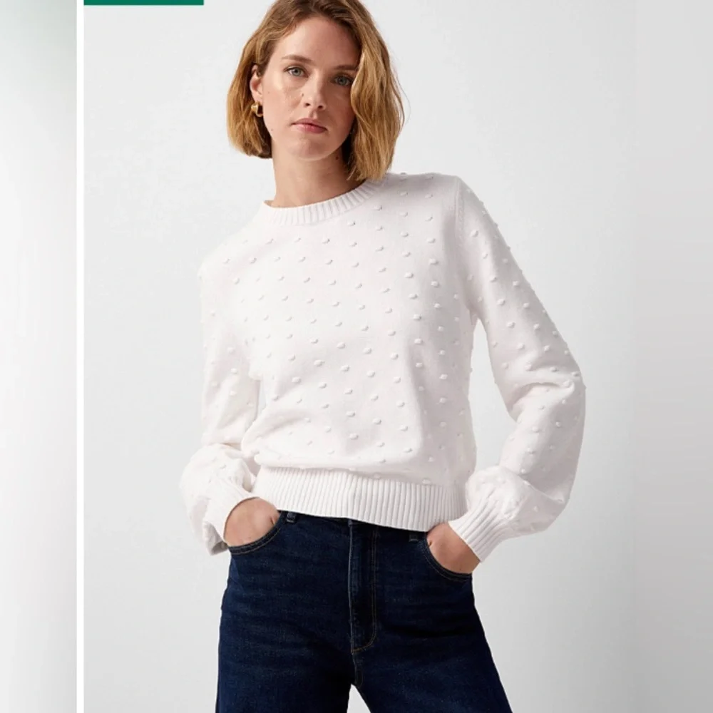 SIMONS CONTEMPORAINE edited modern fashion Puff-sleeve pompom sweater size large - Picture 1 of 9